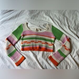 Grey Bandit Cropped Multicolor Sweater